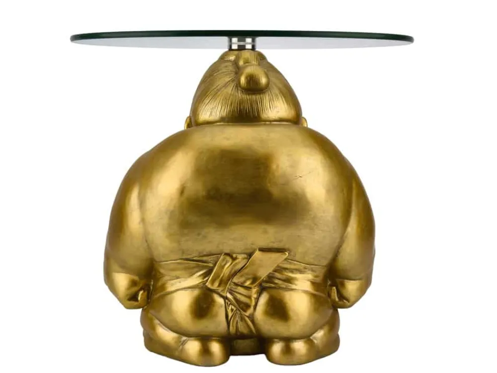 Riess-Ambiente Goldene Möbel|Couchtische & Truhen > Runder Couchtisch SUMO 55cm gold Skulptur handmade