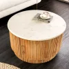 Riess-Ambiente Mehr...|Couchtische > Runder Couchtisch TRES CHIC 60cm weiß Marmor natur Mangoholz mit Stauraum