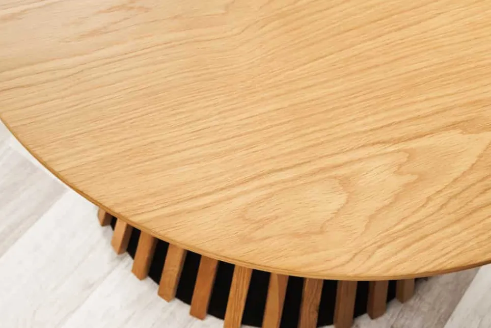 Riess-Ambiente Skandinavisch|Couchtische & Truhen > Runder Couchtisch VALHALLA WOOD 50cm natur Eichenholz Säulenfuß