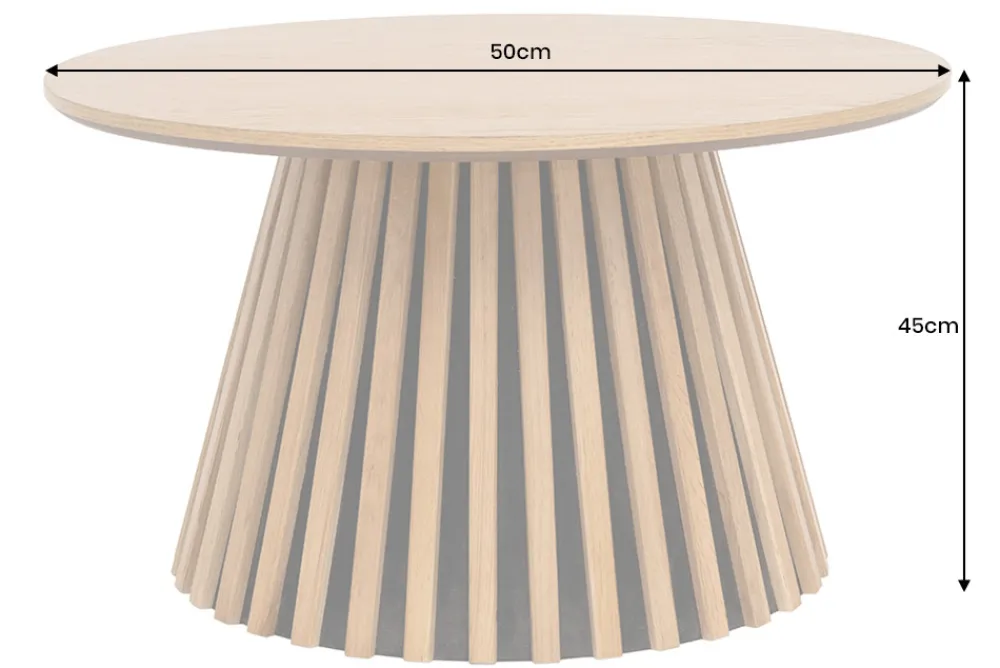 Riess-Ambiente Skandinavisch|Couchtische & Truhen > Runder Couchtisch VALHALLA WOOD 50cm natur Eichenholz Säulenfuß