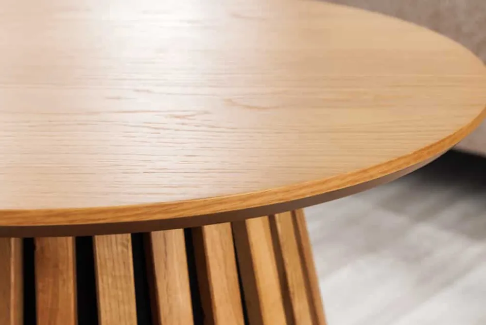 Riess-Ambiente Skandinavisch|Couchtische & Truhen > Runder Couchtisch VALHALLA WOOD 50cm natur Eichenholz Säulenfuß