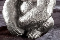 Riess-Ambiente Couchtische & Truhen > Runder Couchtisch WILDLIFE KONG 60cm silber Metall Glas Affenfigur Gorilla Skulptur handmade