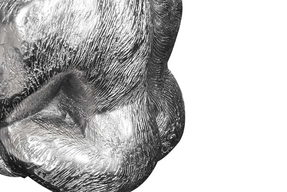 Riess-Ambiente Couchtische & Truhen > Runder Couchtisch WILDLIFE KONG 60cm silber Metall Glas Affenfigur Gorilla Skulptur handmade