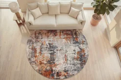Riess-Ambiente Teppiche > Runder Design Teppich MODERN ART 230cm beige grau kupfer Kurzflor Indoor