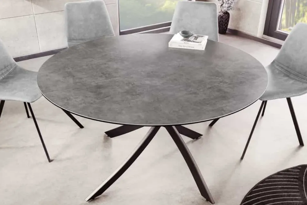 Riess-Ambiente Esstische > Runder Esstisch ALPINE 120cm anthrazit Keramik schwarzes Metallgestell