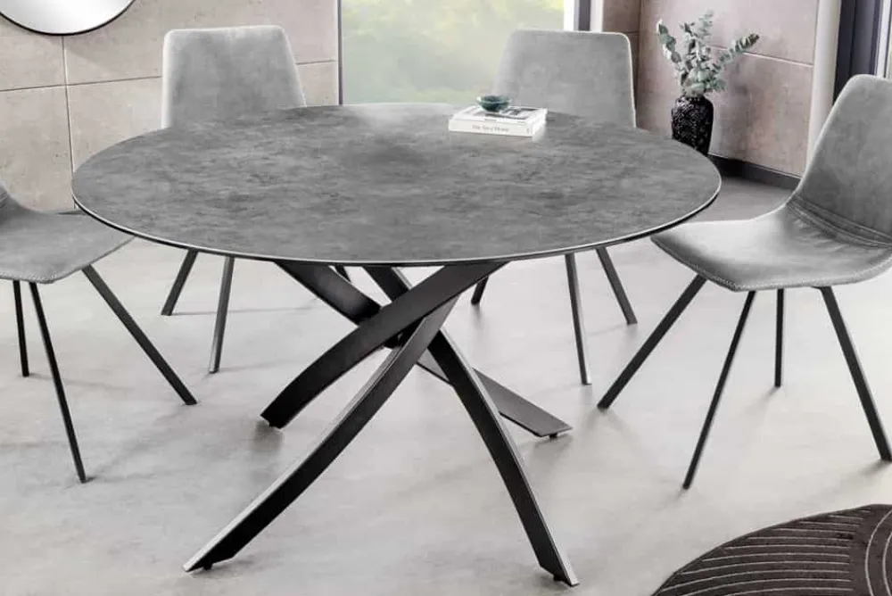 Riess-Ambiente Esstische > Runder Esstisch ALPINE 120cm anthrazit Keramik schwarzes Metallgestell