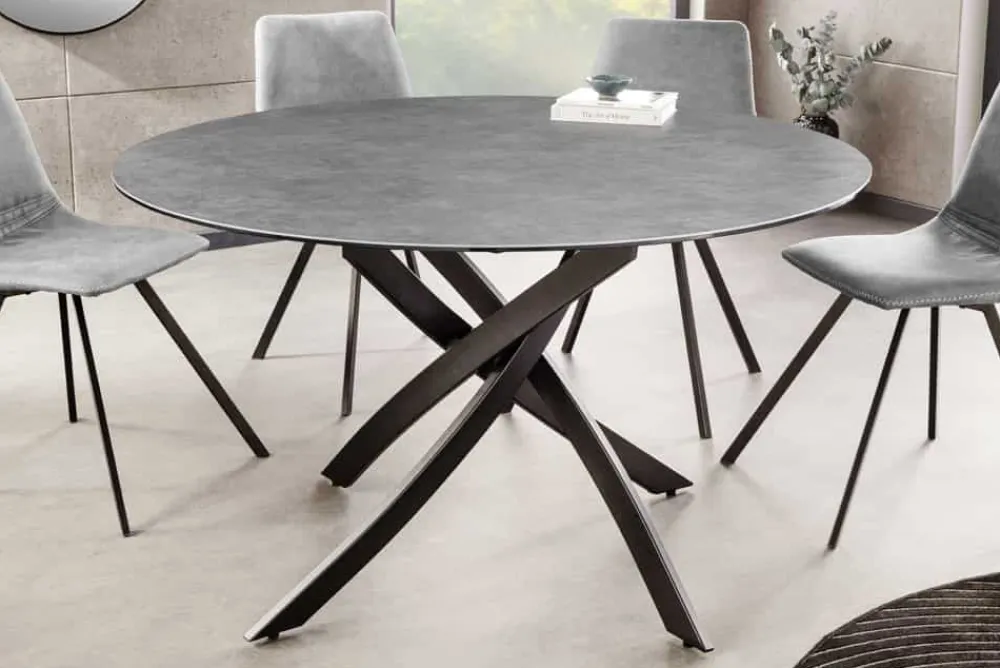 Riess-Ambiente Esstische > Runder Esstisch ALPINE 120cm anthrazit Keramik schwarzes Metallgestell