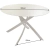 Riess-Ambiente Esstische > Runder Esstisch ALPINE 120cm natur Travertin Keramik champagner greige Metall