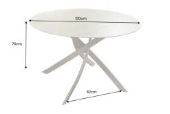 Riess-Ambiente Esstische > Runder Esstisch ALPINE 120cm natur Travertin Keramik champagner greige Metall