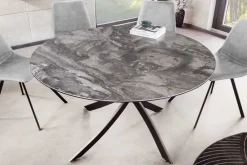 Riess-Ambiente Esstische > Runder Esstisch ALPINE 120cm taupe Keramik schwarzes Metallgestell