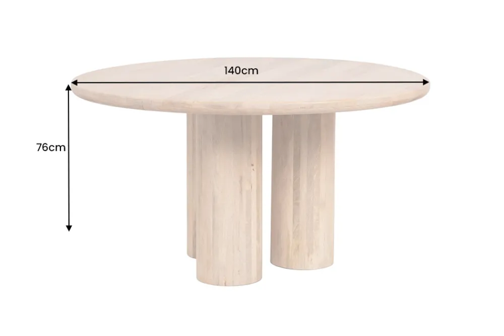 Riess-Ambiente Mehr...|Massivholzesstische > Runder Esstisch ART DECO 140cm natur Mangoholz massiv mit Säulenfüßen