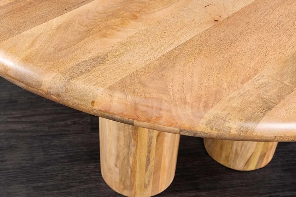 Riess-Ambiente Mehr...|Massivholzesstische > Runder Esstisch ART DECO 140cm natur Mangoholz massiv mit Säulenfüßen