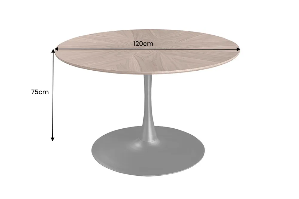 Riess-Ambiente Skandinavisch|Esstische > Runder Esstisch ATELIER 120cm braun Walnuss schwarzer Metall Säulenfuß