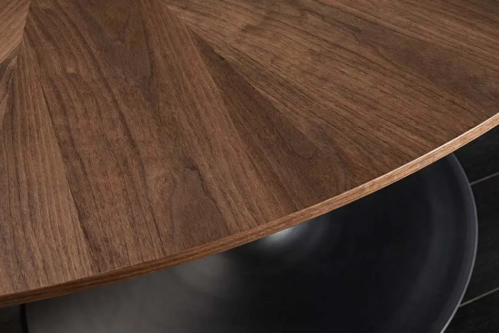 Riess-Ambiente Skandinavisch|Esstische > Runder Esstisch ATELIER 120cm braun Walnuss schwarzer Metall Säulenfuß