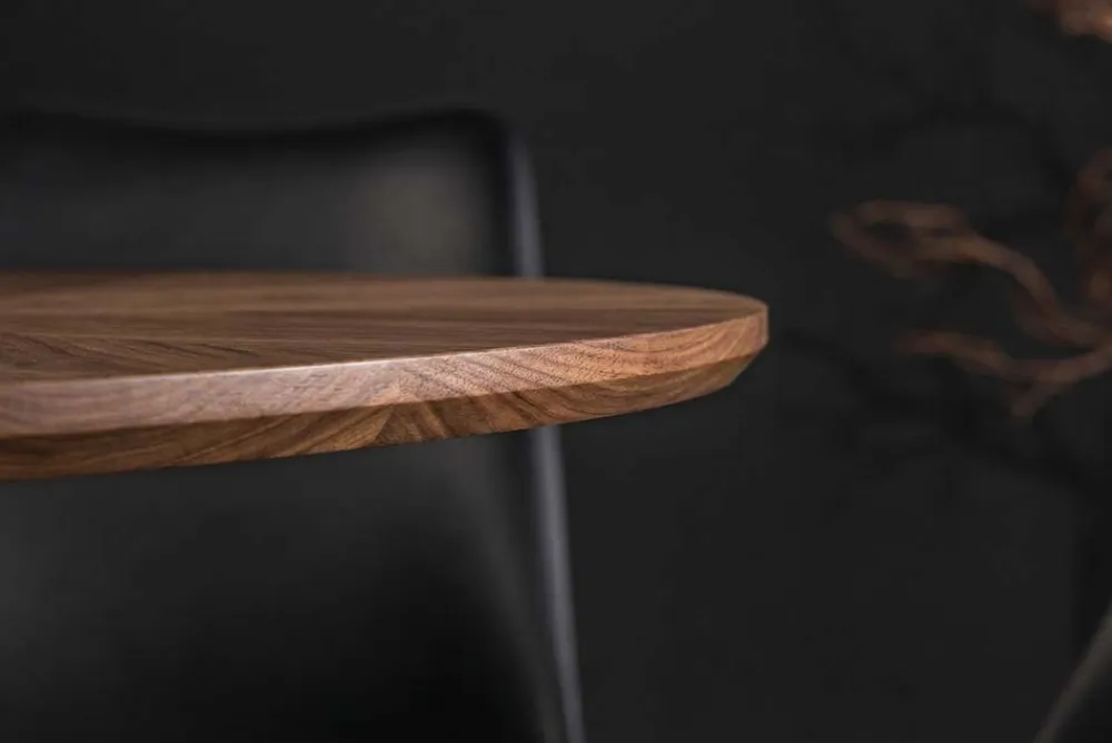 Riess-Ambiente Skandinavisch|Esstische > Runder Esstisch ATELIER 120cm braun Walnuss schwarzer Metall Säulenfuß