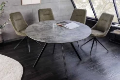 Riess-Ambiente Industrial Loft|Esstische > Runder Esstisch ATELIER 100cm grau Beton-Design schwarz Metall