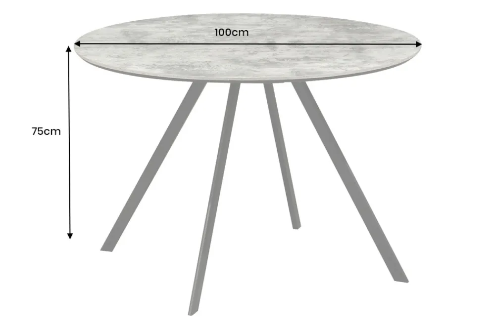 Riess-Ambiente Industrial Loft|Esstische > Runder Esstisch ATELIER 100cm grau Beton-Design schwarz Metall