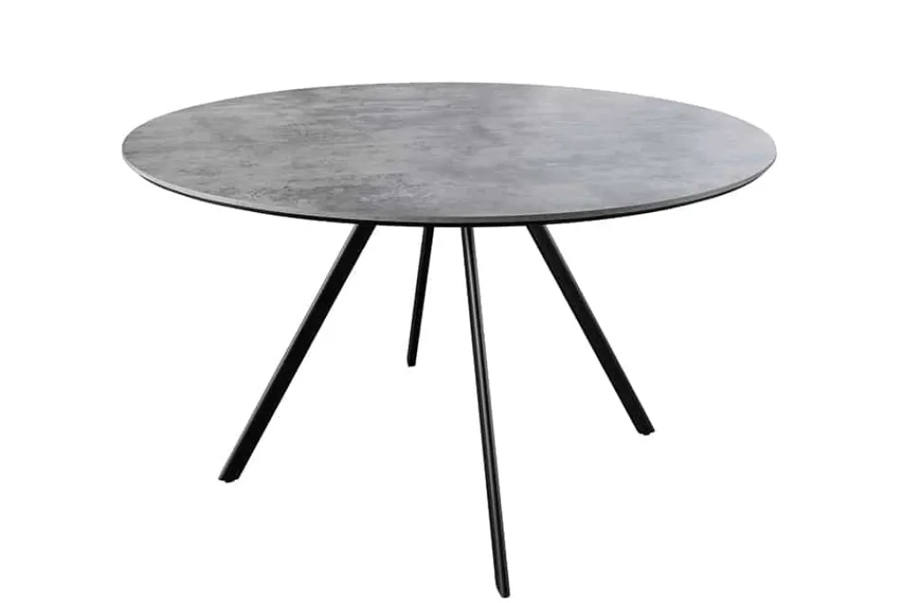 Riess-Ambiente Industrial Loft|Esstische > Runder Esstisch ATELIER 120cm grau Beton-Design schwarz Metall