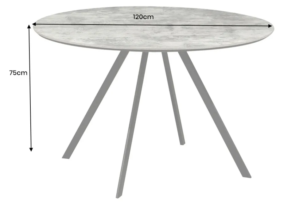 Riess-Ambiente Industrial Loft|Esstische > Runder Esstisch ATELIER 120cm grau Beton-Design schwarz Metall