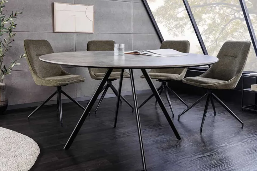 Riess-Ambiente Industrial Loft|Esstische > Runder Esstisch ATELIER 120cm grau Beton-Design schwarz Metall