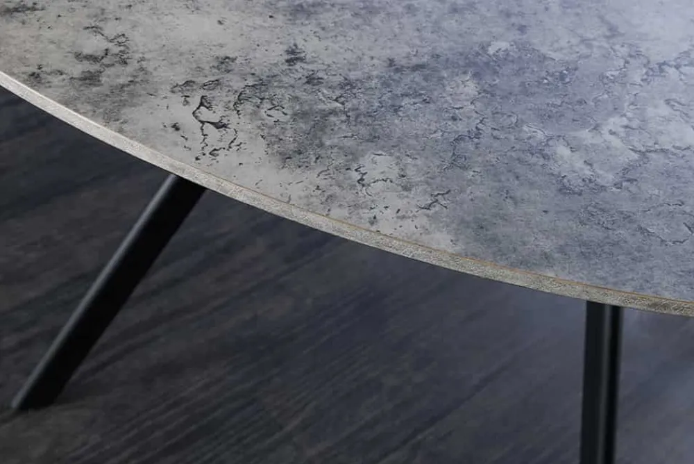 Riess-Ambiente Industrial Loft|Esstische > Runder Esstisch ATELIER 120cm grau Beton-Design schwarz Metall