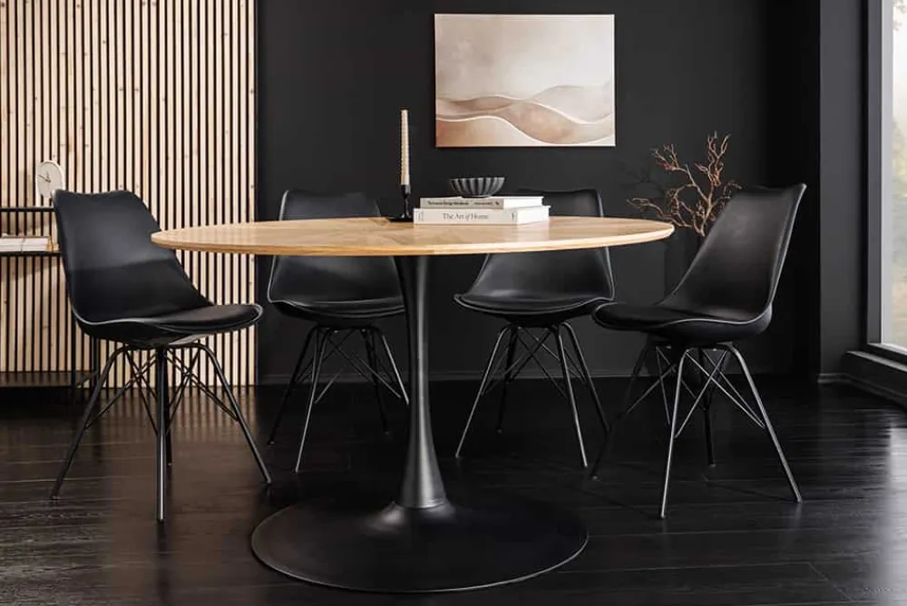 Riess-Ambiente Esstische > Runder Esstisch ATELIER 120cm natur Eiche schwarz Metall Säulenfuß