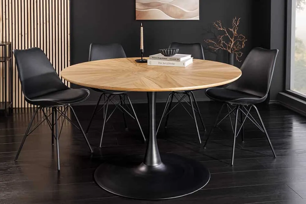 Riess-Ambiente Esstische > Runder Esstisch ATELIER 120cm natur Eiche schwarz Metall Säulenfuß