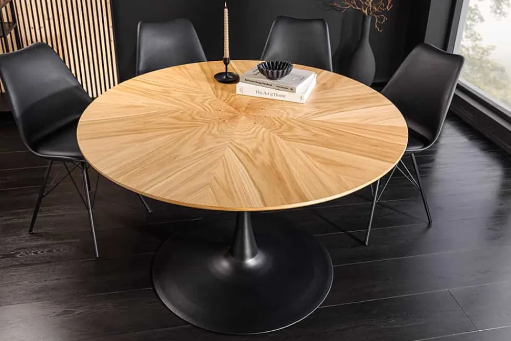 Riess-Ambiente Esstische > Runder Esstisch ATELIER 120cm natur Eiche schwarz Metall Säulenfuß