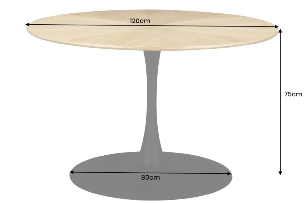 Riess-Ambiente Esstische > Runder Esstisch ATELIER 120cm natur Eiche schwarz Metall Säulenfuß
