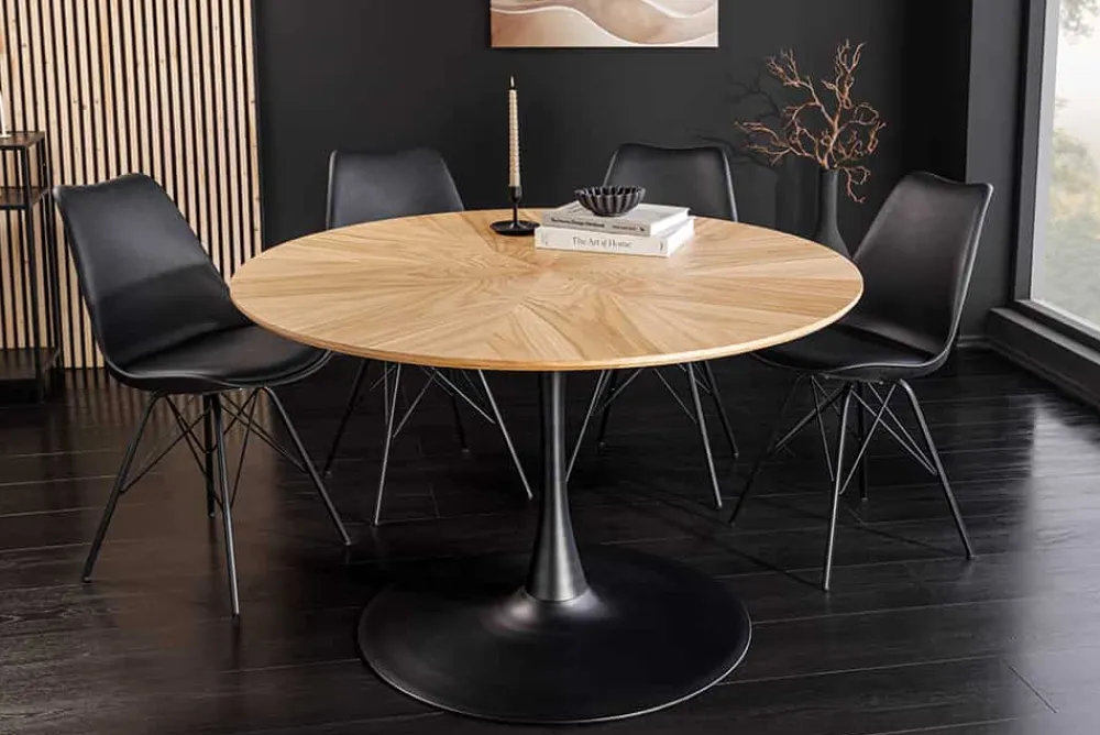 Riess-Ambiente Esstische > Runder Esstisch ATELIER 120cm natur Eiche schwarz Metall Säulenfuß