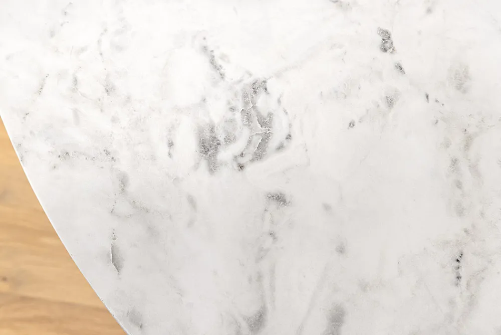 Riess-Ambiente Goldene Möbel|Esstische > Runder Esstisch ELEGANCIA 100cm messing weiß Marmor Eisen mit Säulenfuß