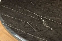 Riess-Ambiente Esstische > Runder Esstisch ELEGANCIA 130cm schwarz Marmor chrom Stahl mit Säulenfuß