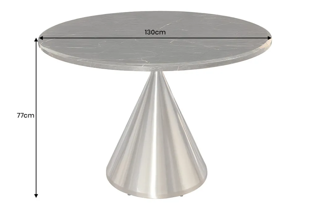 Riess-Ambiente Esstische > Runder Esstisch ELEGANCIA 130cm schwarz Marmor chrom Stahl mit Säulenfuß