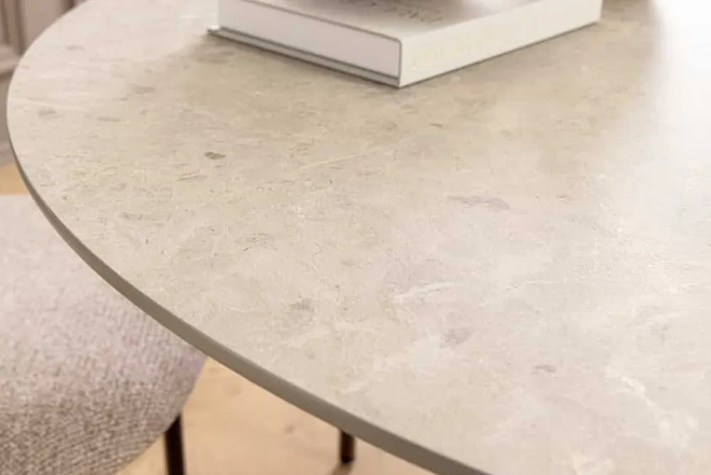 Riess-Ambiente Esstische > Runder Esstisch EN VOGUE 120cm matt grau Beton-Design mit Säulenfuß