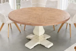 Riess-Ambiente Mehr...|Massivholzesstische > Runder Esstisch HAMPTONS 140cm hellbraun creme recycelte Pinie Massivholz