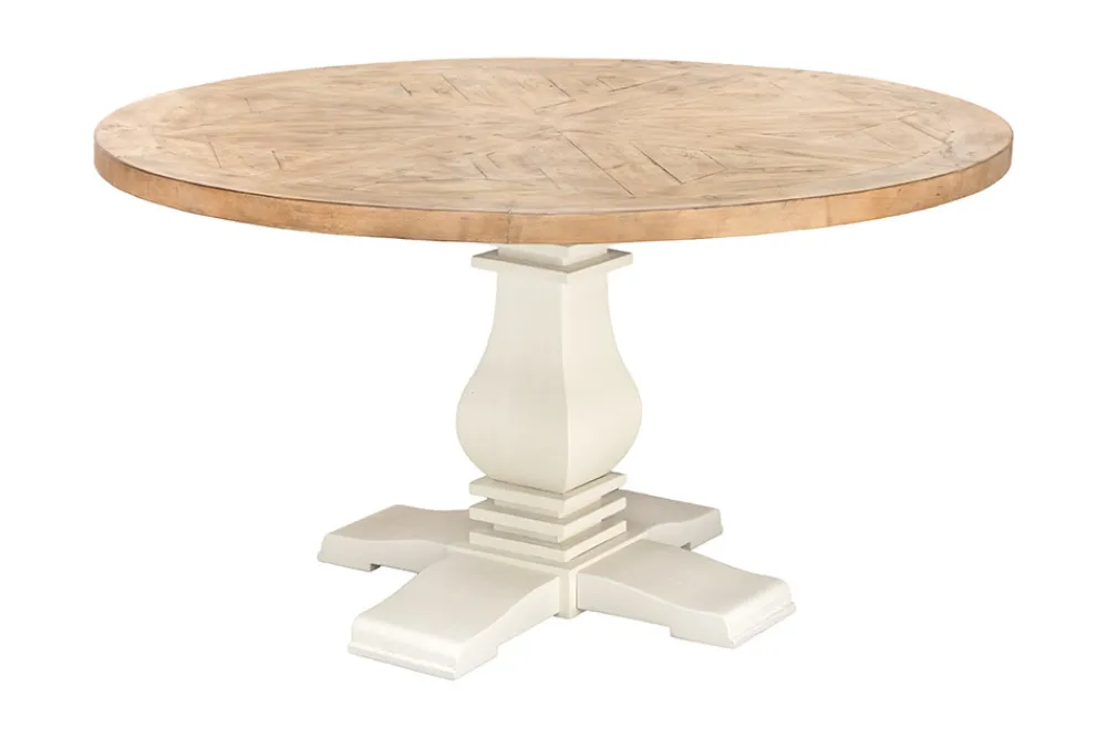 Riess-Ambiente Mehr...|Massivholzesstische > Runder Esstisch HAMPTONS 140cm hellbraun creme recycelte Pinie Massivholz