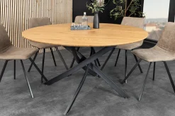 Riess-Ambiente Industrial Loft|Esstische > Runder Esstisch HELIX 120cm natur Wildeiche schwarze Metallbeine Sterngestell