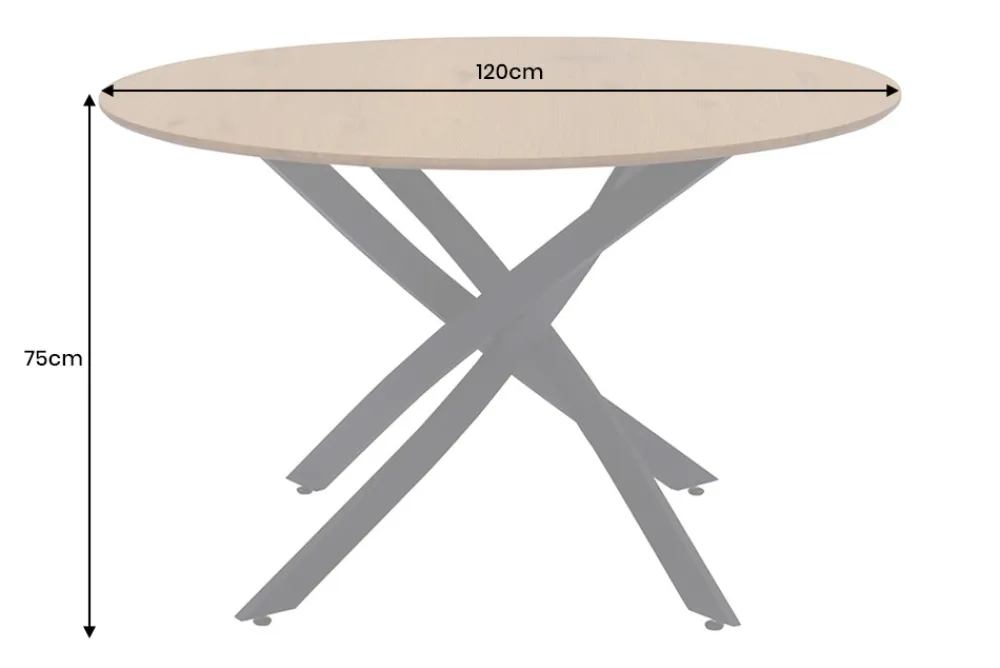 Riess-Ambiente Industrial Loft|Esstische > Runder Esstisch HELIX 120cm natur Wildeiche schwarze Metallbeine Sterngestell