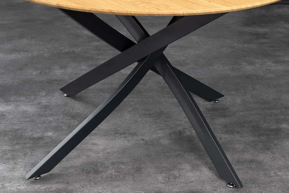 Riess-Ambiente Industrial Loft|Esstische > Runder Esstisch HELIX 120cm natur Wildeiche schwarze Metallbeine Sterngestell