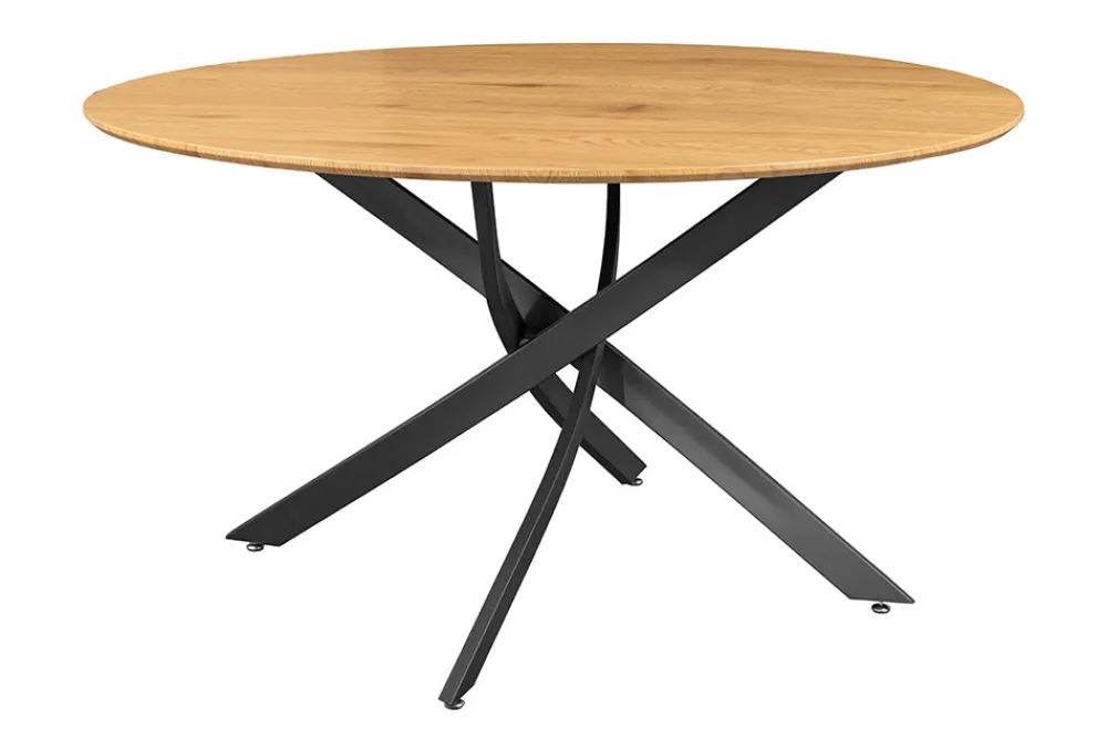 Riess-Ambiente Industrial Loft|Esstische > Runder Esstisch HELIX 120cm natur Wildeiche schwarze Metallbeine Sterngestell