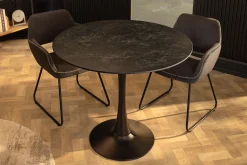 Riess-Ambiente Esstische > Runder Esstisch LYON 80cm anthrazit Marmor Keramik Bistrotisch schwarzer Säulenfuß