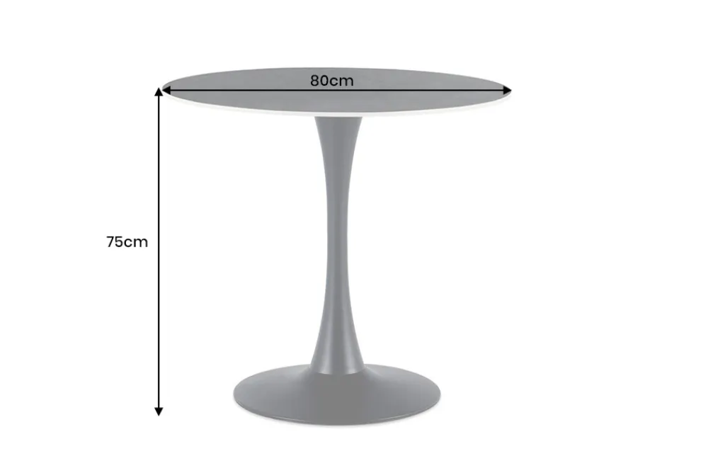 Riess-Ambiente Esstische > Runder Esstisch LYON 80cm anthrazit Marmor Keramik Bistrotisch schwarzer Säulenfuß