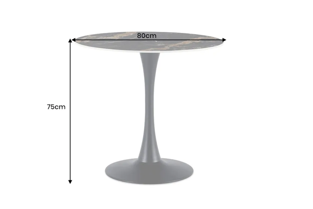 Riess-Ambiente Esstische > Runder Esstisch LYON 80cm schwarz gold sand Aurora Oro Keramik Bistrotisch Säulenfuß
