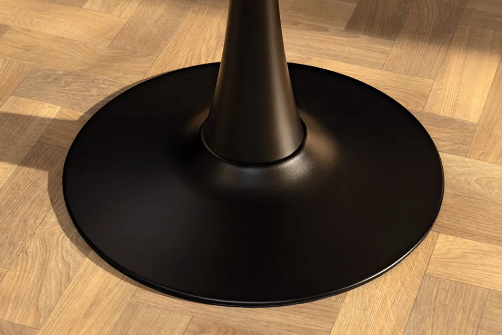 Riess-Ambiente Esstische > Runder Esstisch LYON 80cm weiß Marmor Keramik Bistrotisch schwarzer Säulenfuß