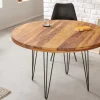 Riess-Ambiente Esstische|Mehr... > Runder Esstisch MAKASSAR 120cm braun Sheesham Massivholz stone finish Hairpin Legs