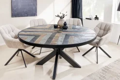 Riess-Ambiente Industrial Loft|Esstische > Runder Esstisch MOUNTAIN SOUL 120cm schwarz grau Naturstein Eisen Sterngestell