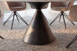 Riess-Ambiente Esstische > Runder Esstisch SIGNATURE 135cm weiß Marmor Keramik schwarzes Metallgestell Säulenfuß