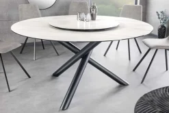 Riess-Ambiente Esstische > Runder Esstisch SPIN 150cm weiß mit 360° drehbarer Servierplatte Marmor Keramik schwarz