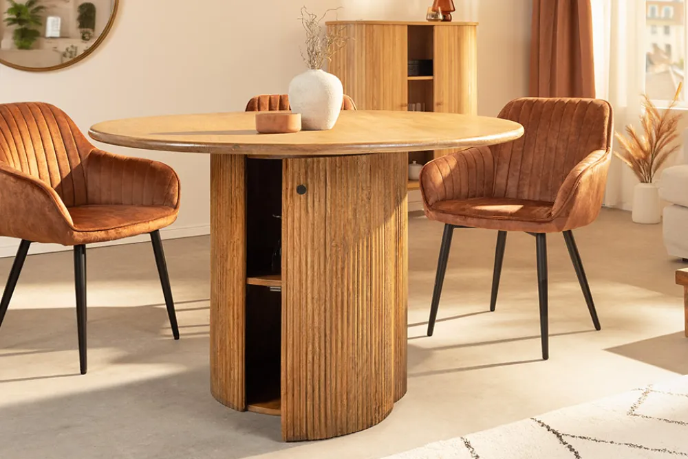 Riess-Ambiente Mehr...|Massivholzesstische > Runder Esstisch TRES CHIC 120cm braun Mangoholz Massivholz mit Stauraum
