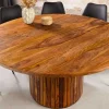 Riess-Ambiente Mehr...|Massivholzesstische > Runder Esstisch TRES CHIC 120cm braun Sheeshamholz stone finish massiv mit Säulenfuß